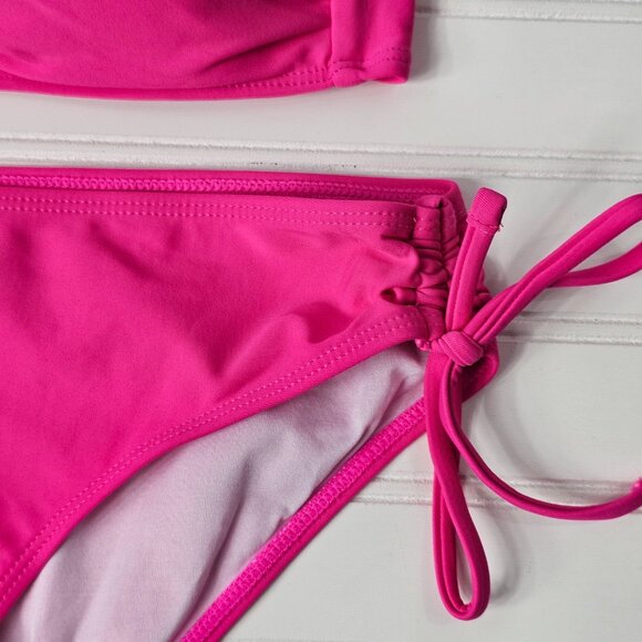 Women's Hot Pink Twist Front Side Shirred Bikini Set by Tempt Me Size S NWOT - Picture 6 of 14